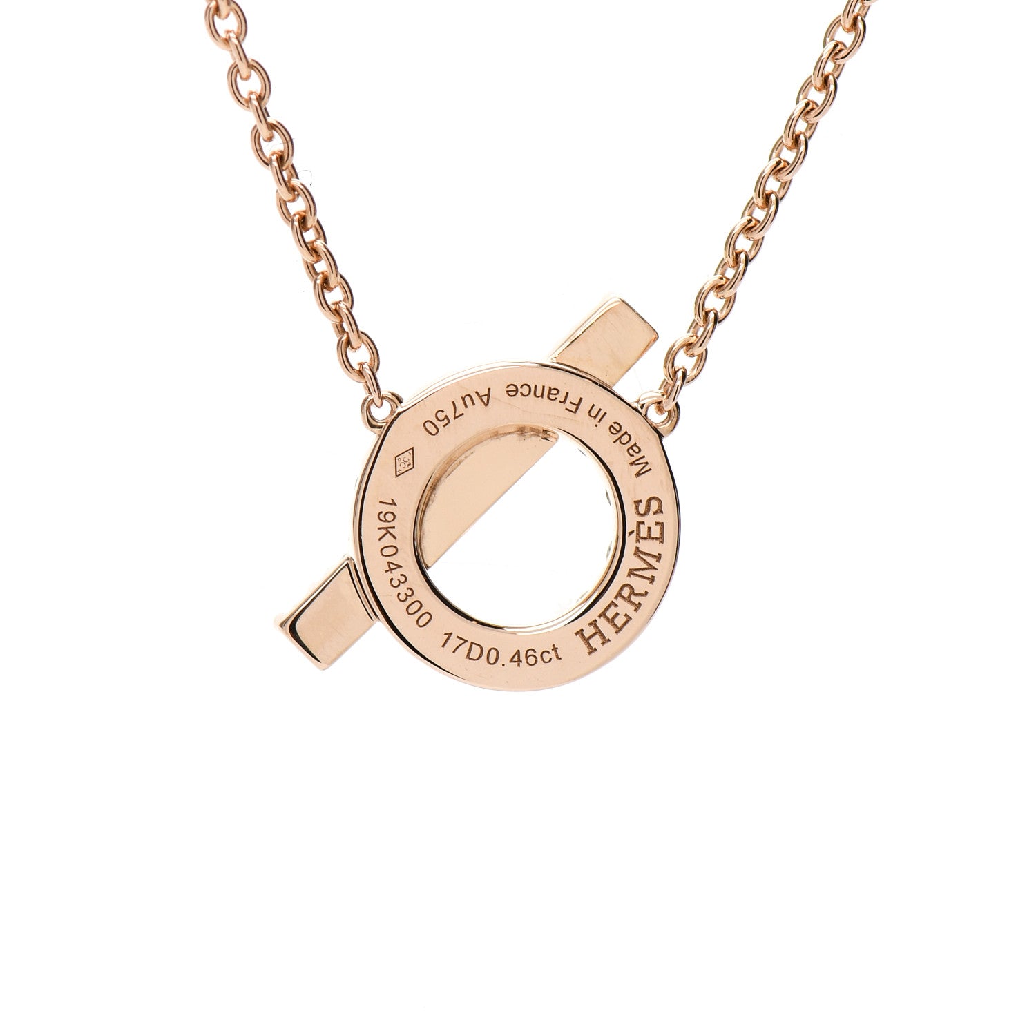 Hermes 18K Rose Gold Diamond Finesse Pendant Necklace 4 of 5