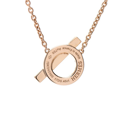 Hermes 18K Rose Gold Diamond Finesse Pendant Necklace 4 of 5