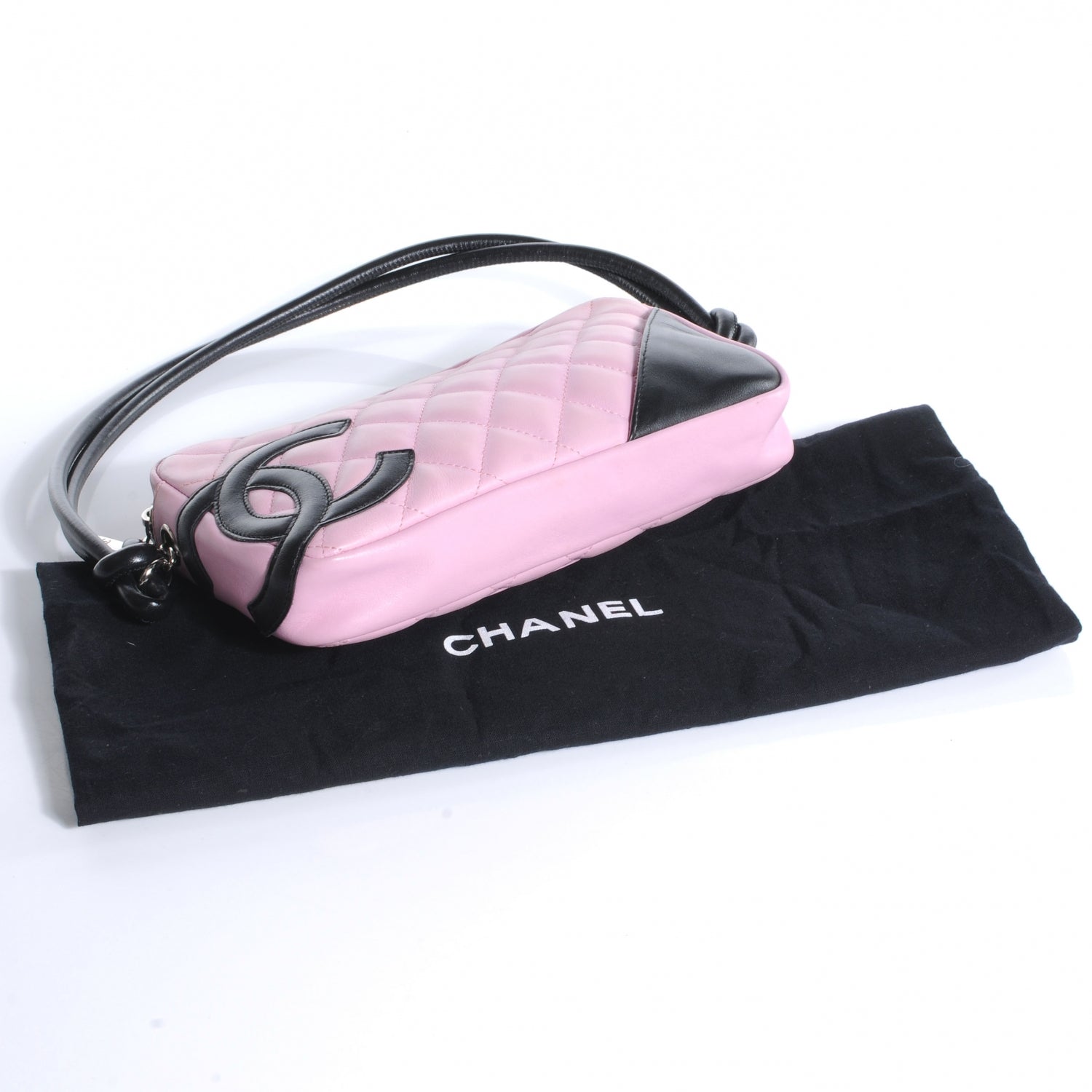 Chanel Calfskin Quilted Cambon Pochette Pink Black 4 of 7