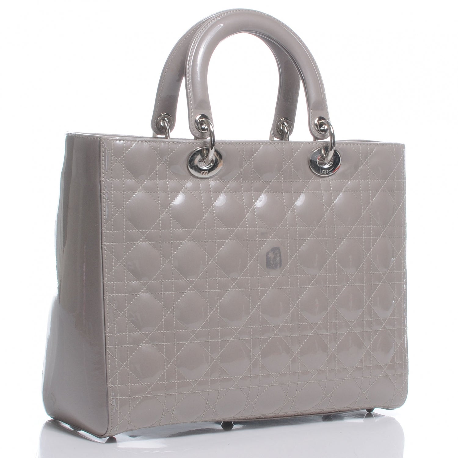 Christian Dior Patent Cannage Large Lady Dior Grey 3 of 12