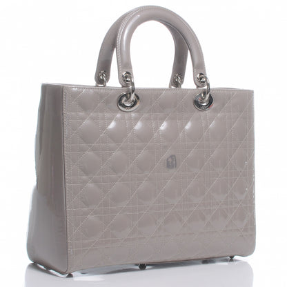 Christian Dior Patent Cannage Large Lady Dior Grey 3 of 12