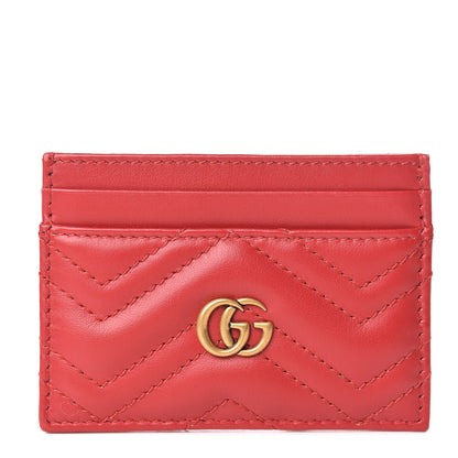 Gucci Calfskin Matelasse GG Marmont Card Holder Hibiscus Red 1 of 7