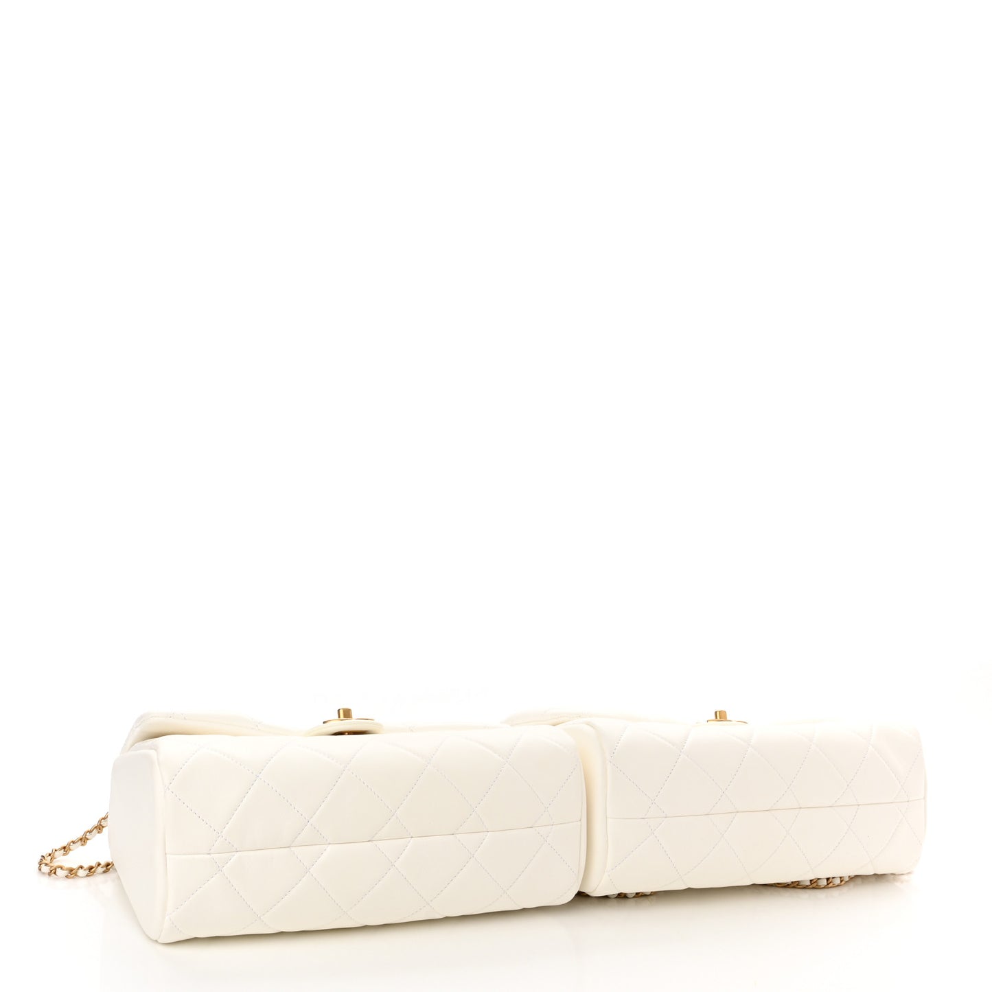 Lambskin Quilted Large Side-Packs White