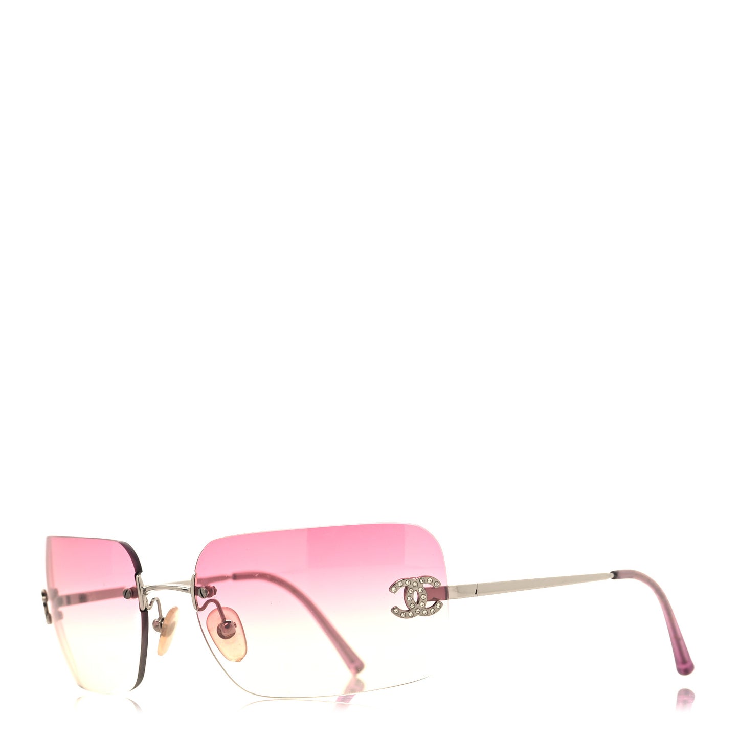 Metal Crystal CC Logo Sunglasses 4017-D Pink