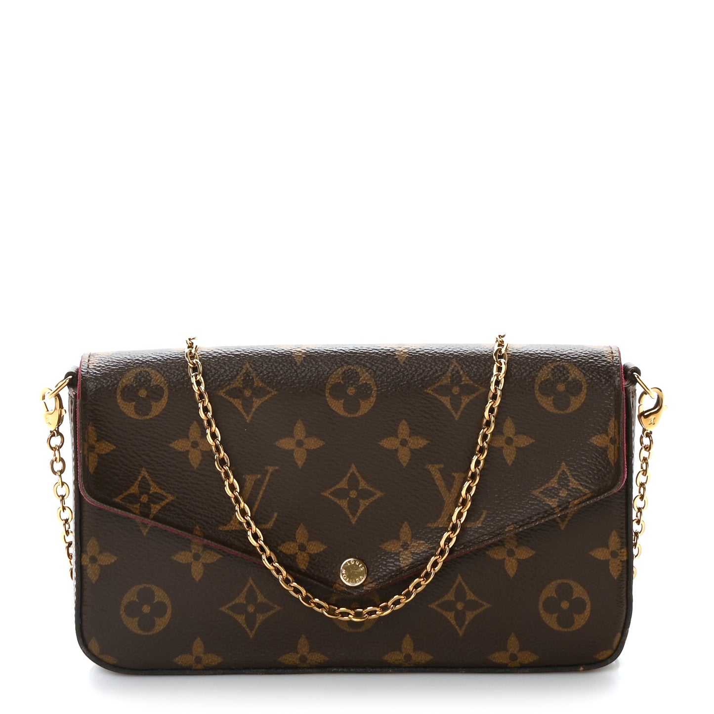 Monogram Pochette Felicie Chain Wallet Fuchsia