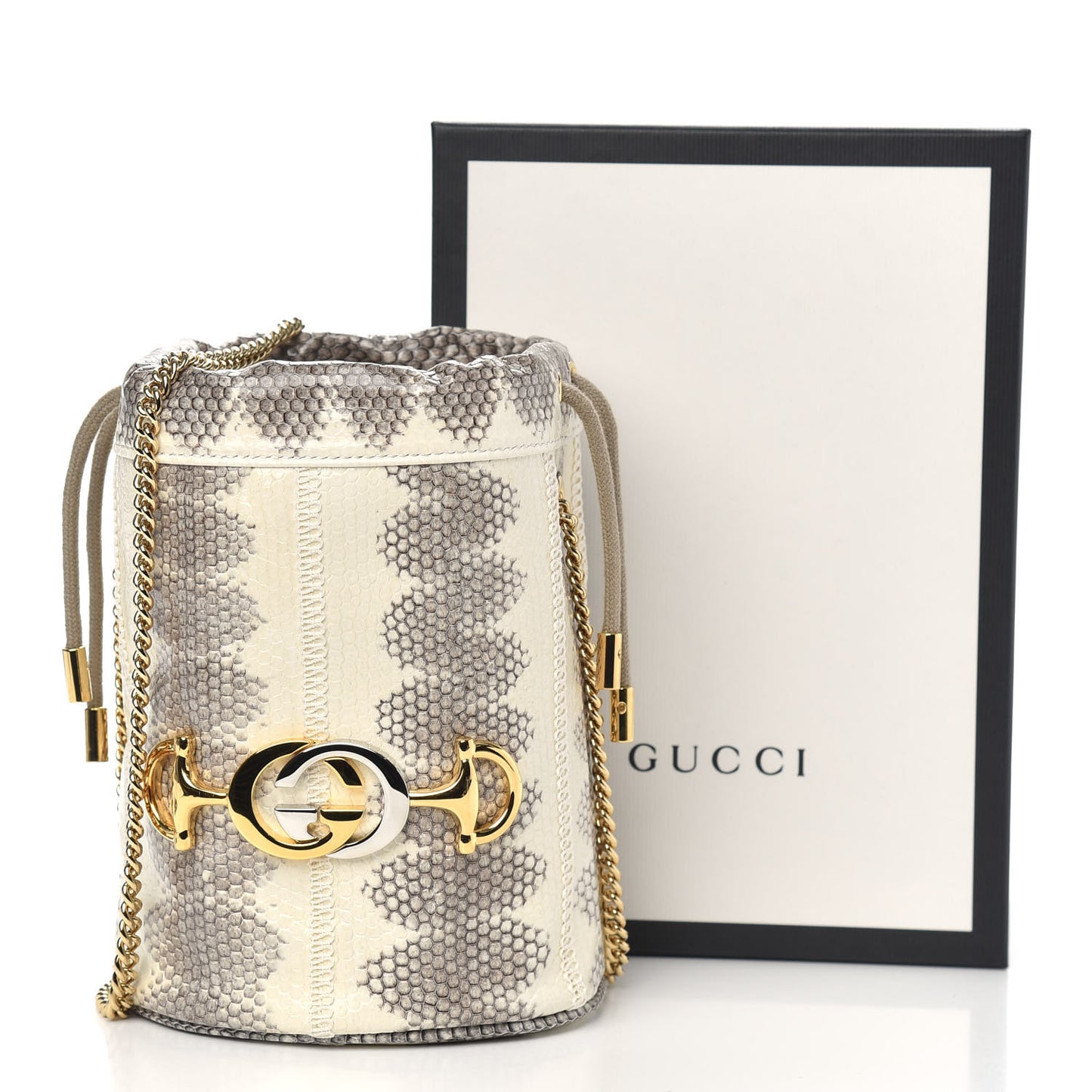 Snakeskin Mini Zumi Bucket Bag Grey
