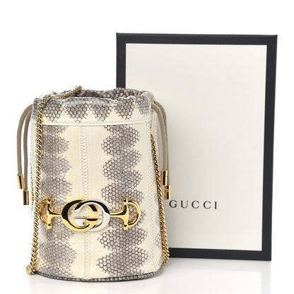 Gucci Snakeskin Mini Zumi Bucket Bag Grey 9 of 9