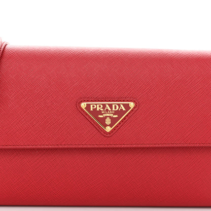 Prada Saffiano Wallet With Shoulder Strap Fuoco 7 of 9