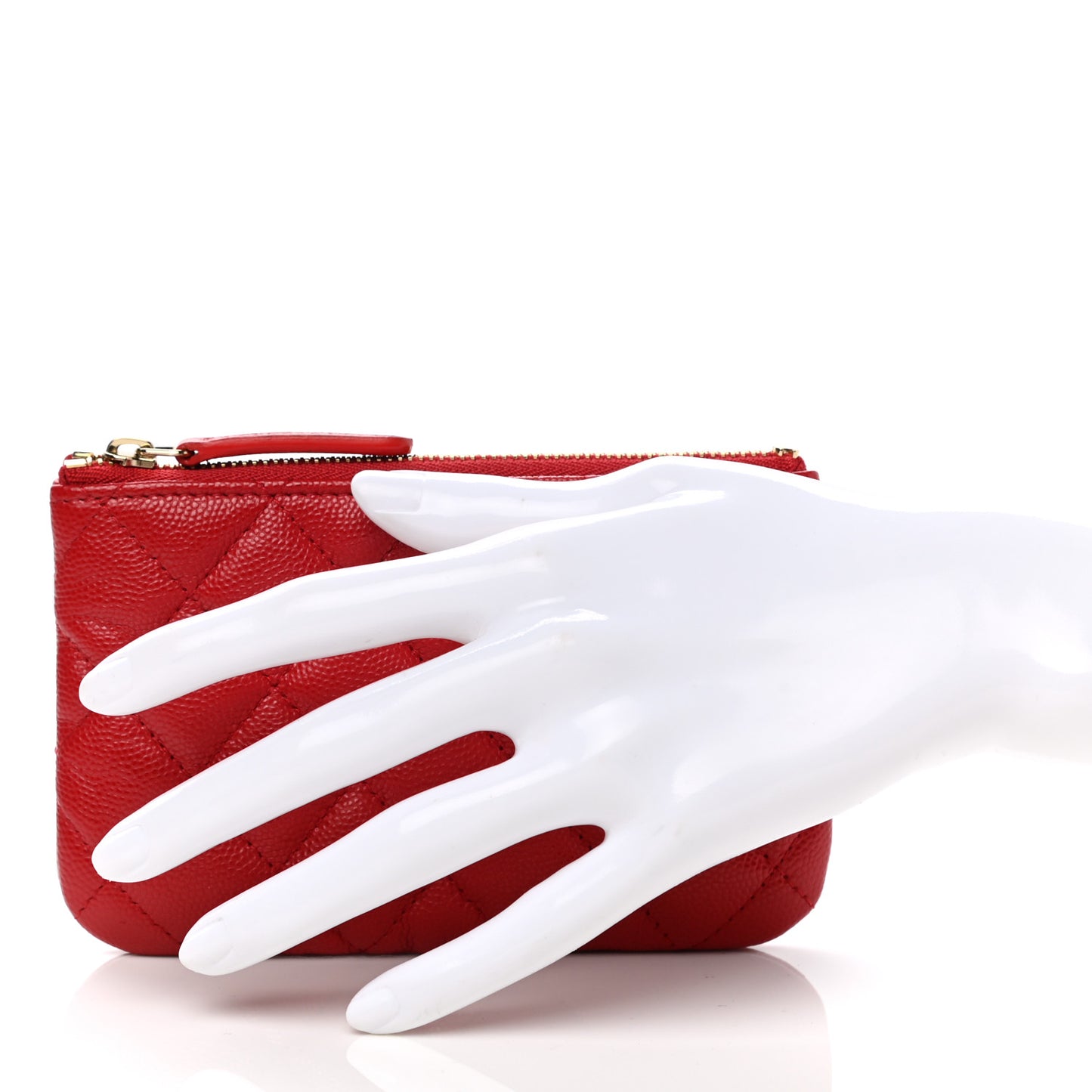 Caviar Quilted Small Cosmetic Case Red