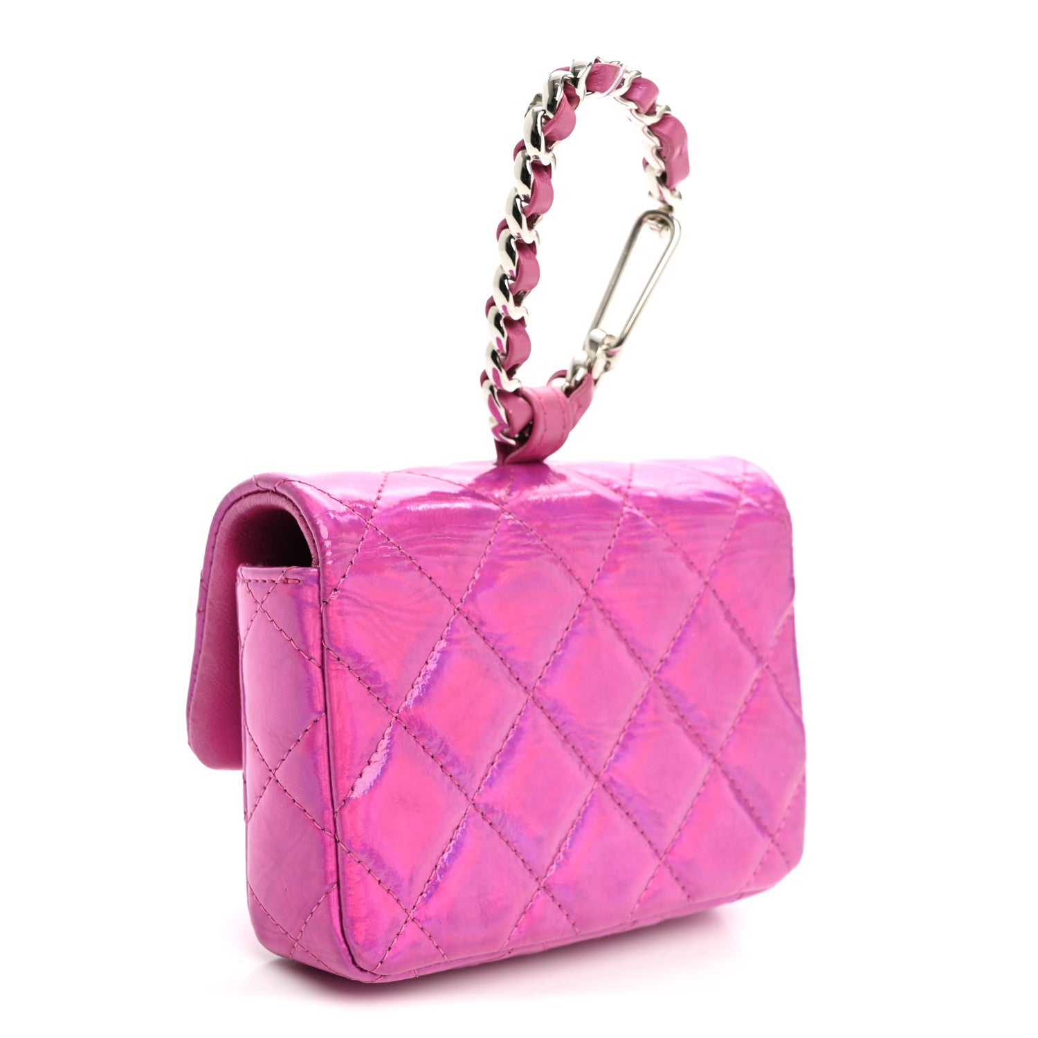 Chanel Patent Lambskin Quilted CC Hook Card Holder Pink 3 of 12