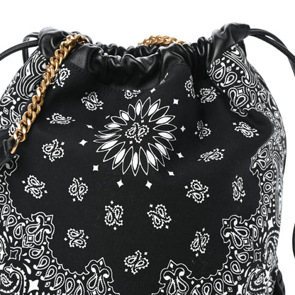Saint Laurent Canvas Calfskin Bandana Teddy Drawstring Bag Black 7 of 9