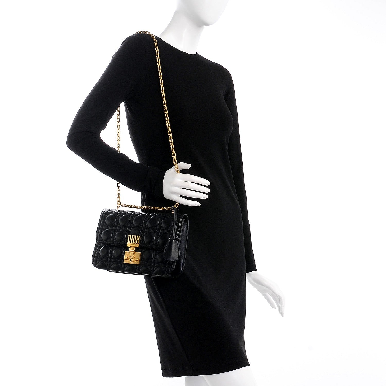 Christian Dior Lambskin Cannage Large Dioraddict Flap Bag Black 2 of 6