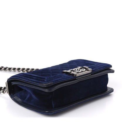 Chanel Velvet Quilted Small Boy Flap Blue 4 of 10