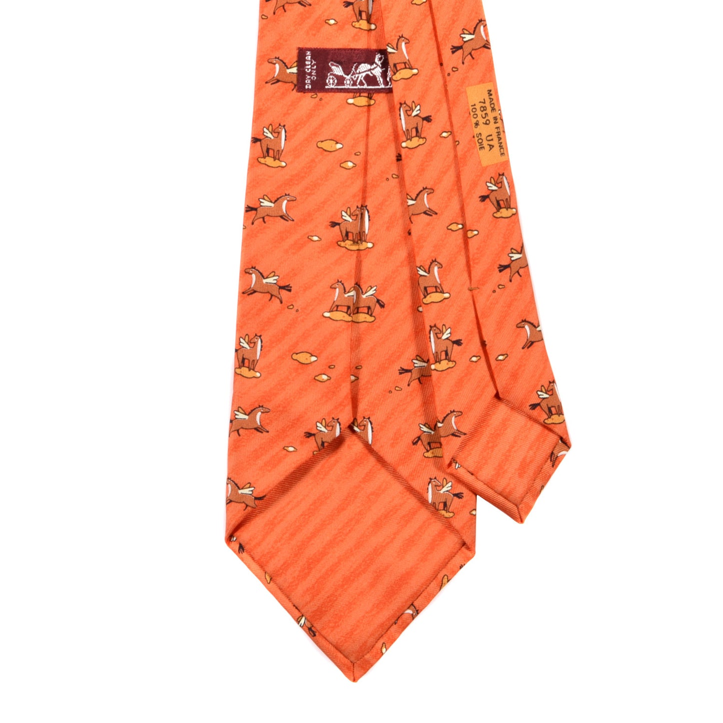 Printed Silk Mens Pegasus Neck Tie Orange