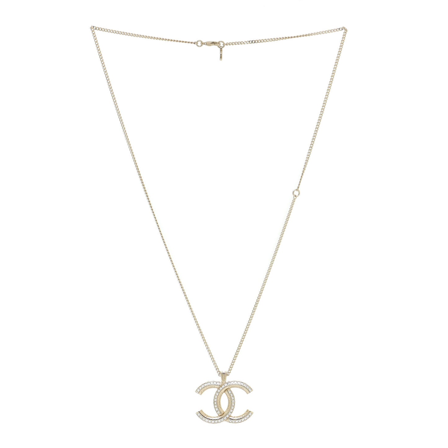 Crystal CC Chain Necklace Gold