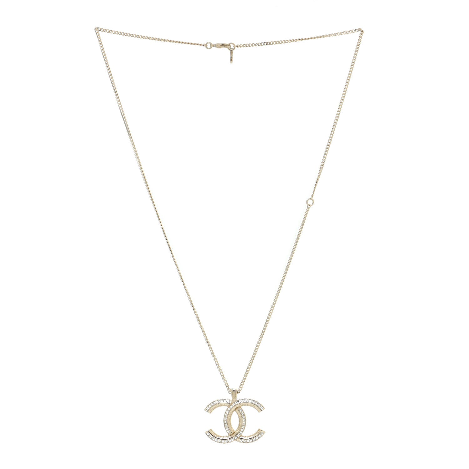 Chanel Crystal CC Chain Necklace Gold 3 of 5