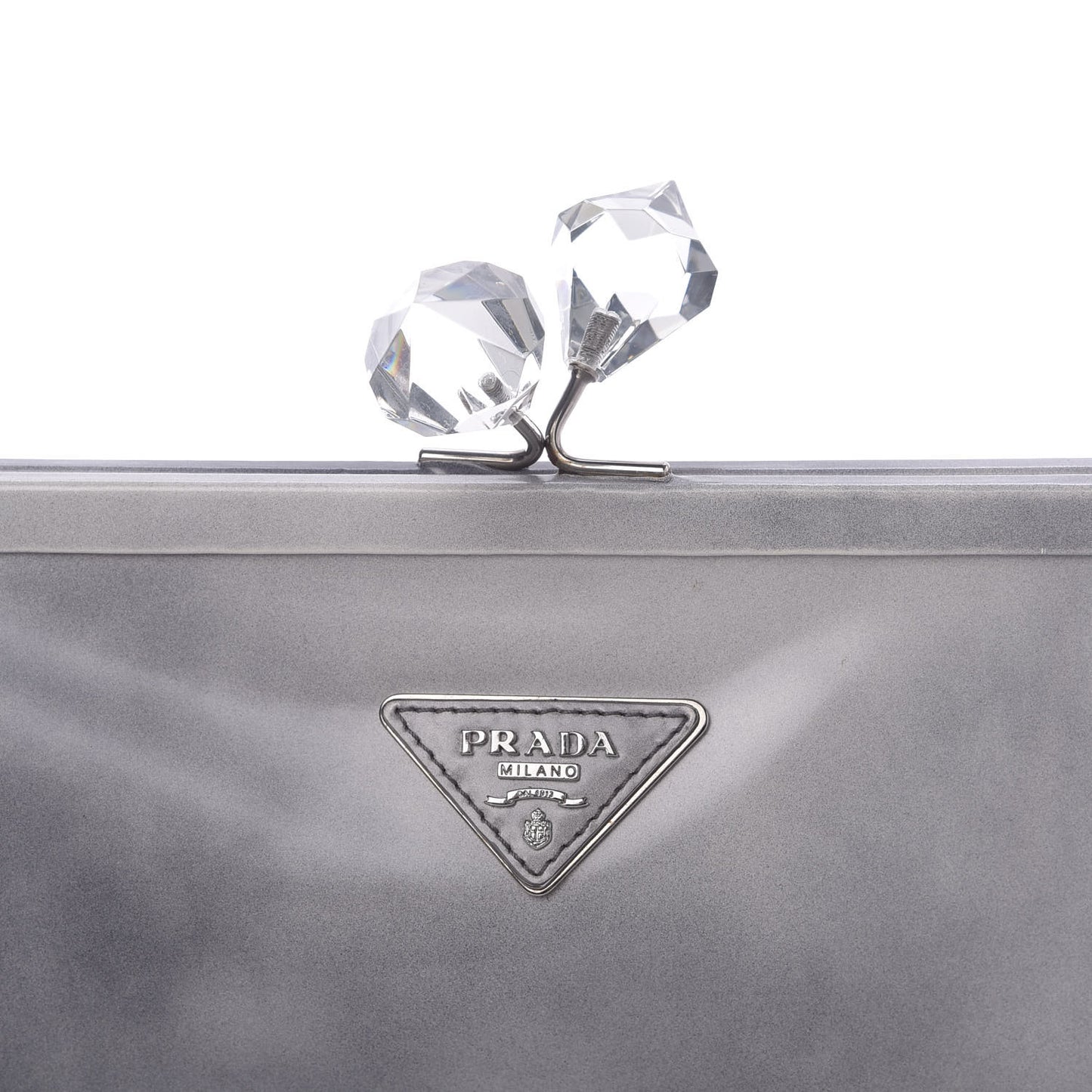 Spazzolato Kisslock Clutch Grigio