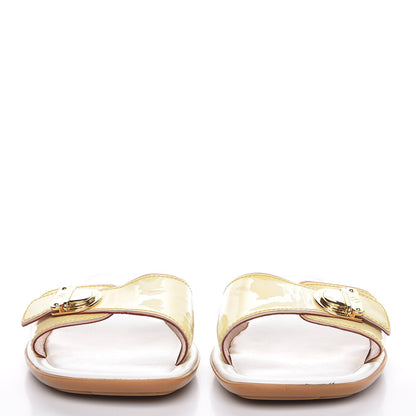Louis Vuitton Patent Slide Sandal 37 Ivory 2 of 13
