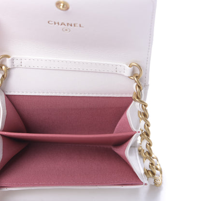 Chanel Lambskin Quilted 19 Flap Coin Purse With Chain White 5 of 10