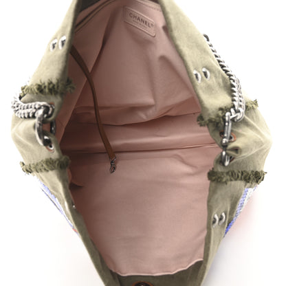 Chanel Canvas Sequins Cubano Trip Hobo Khaki 5 of 10