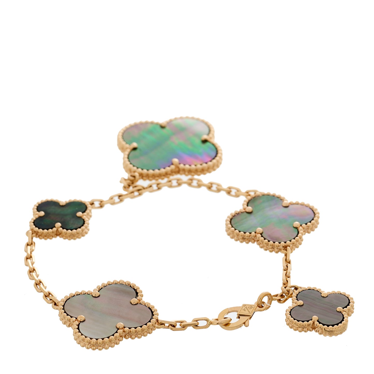 18K Rose Gold Grey Mother of Pearl 5 Motifs Magic Alhambra Bracelet