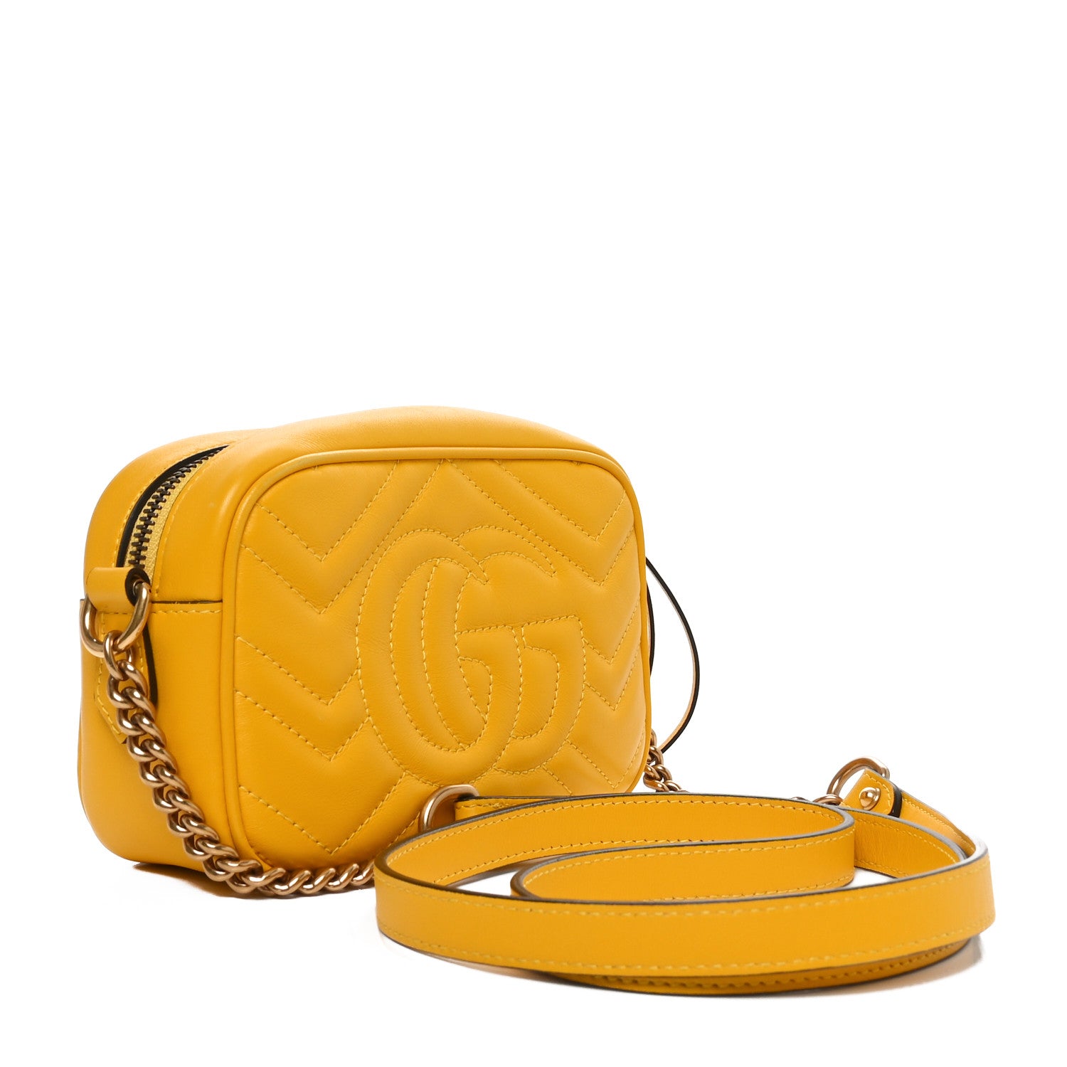 Gucci Calfskin Matelasse Mini GG Marmont Chain Shoulder Bag Stone Topaz 3 of 11