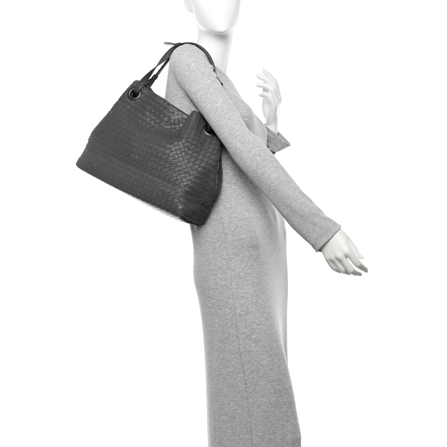 Nappa Intrecciato Medium Garda Bag Light Grey