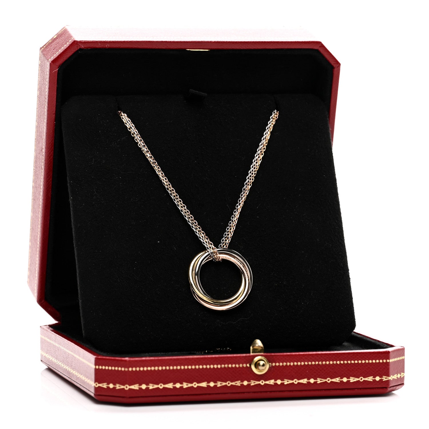 Cartier 18K Pink Yellow White Gold Trinity Triple Chain Pendant Necklace 5 of 5