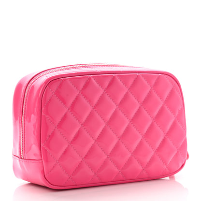 Chanel Patent Quilted Medium Curvy Pouch Cosmetic Case Pink 3 of 7