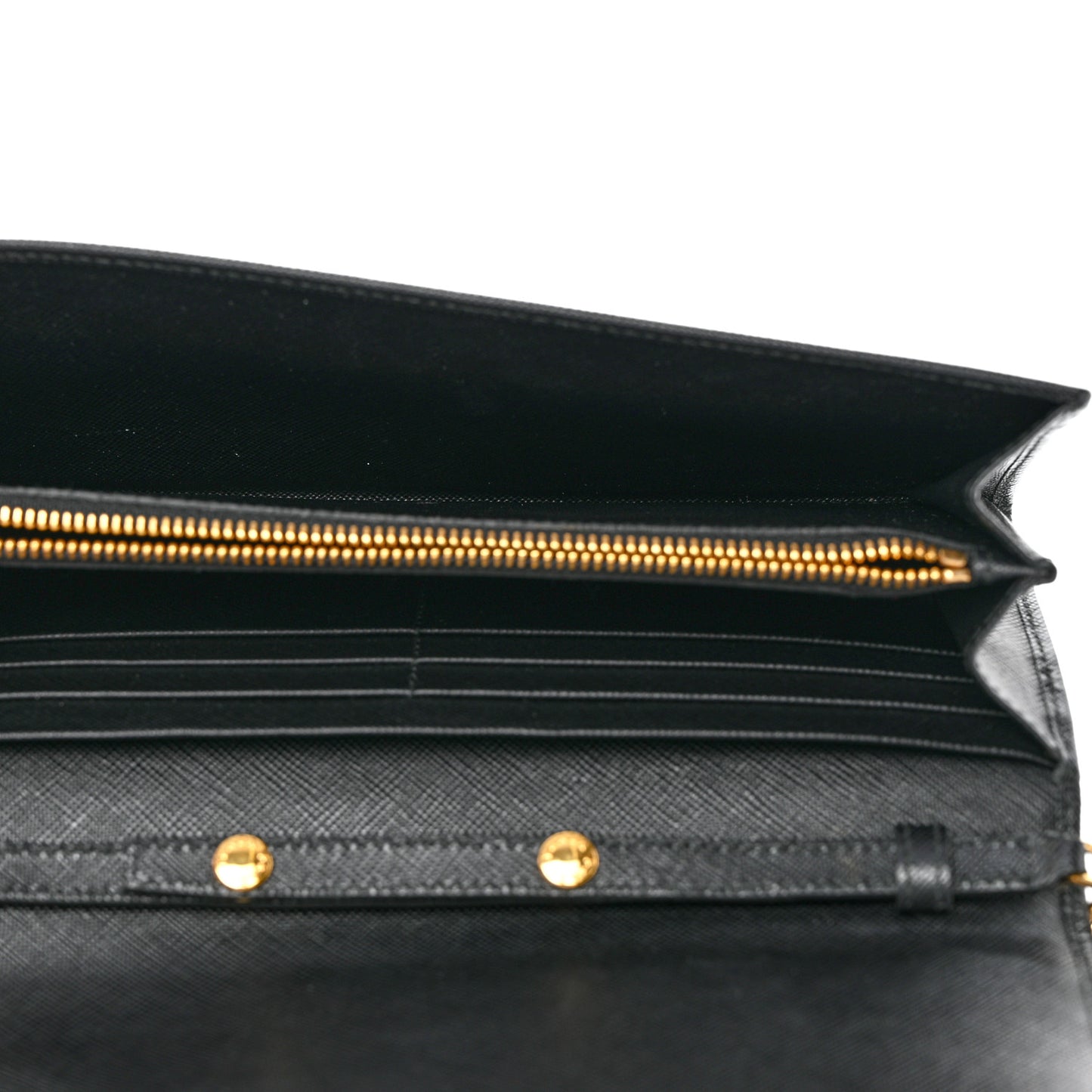 Saffiano Metal Oro Chain Wallet Black