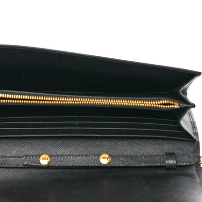 Prada Saffiano Metal Oro Chain Wallet Black 5 of 6