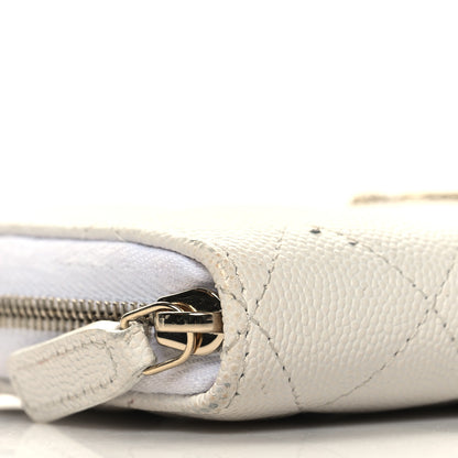 Chanel Caviar Quilted Perforated CC Zip Wallet White 10 of 13