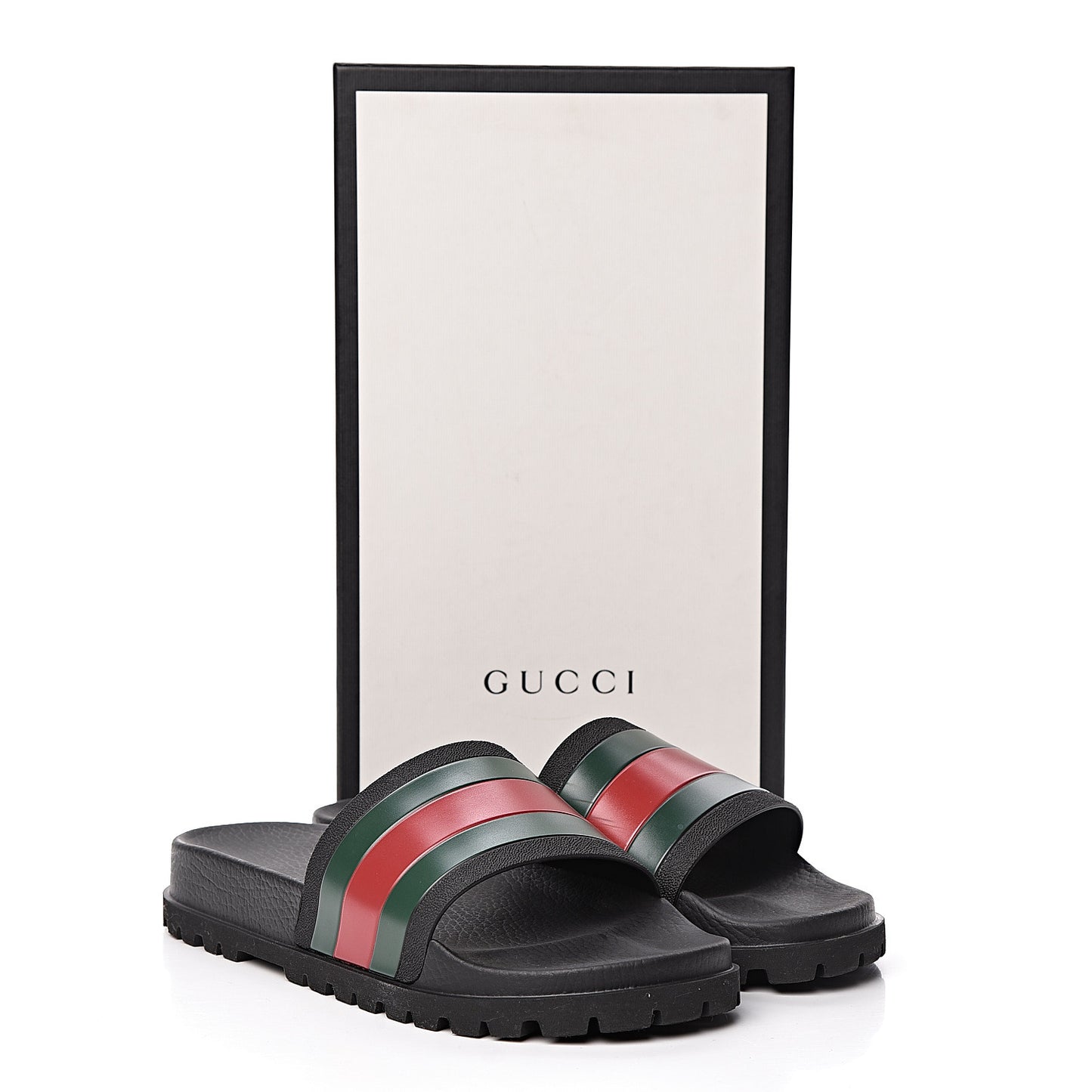 Rubber Web Mens Lug Sole Slide Sandals 10 Black Green Red