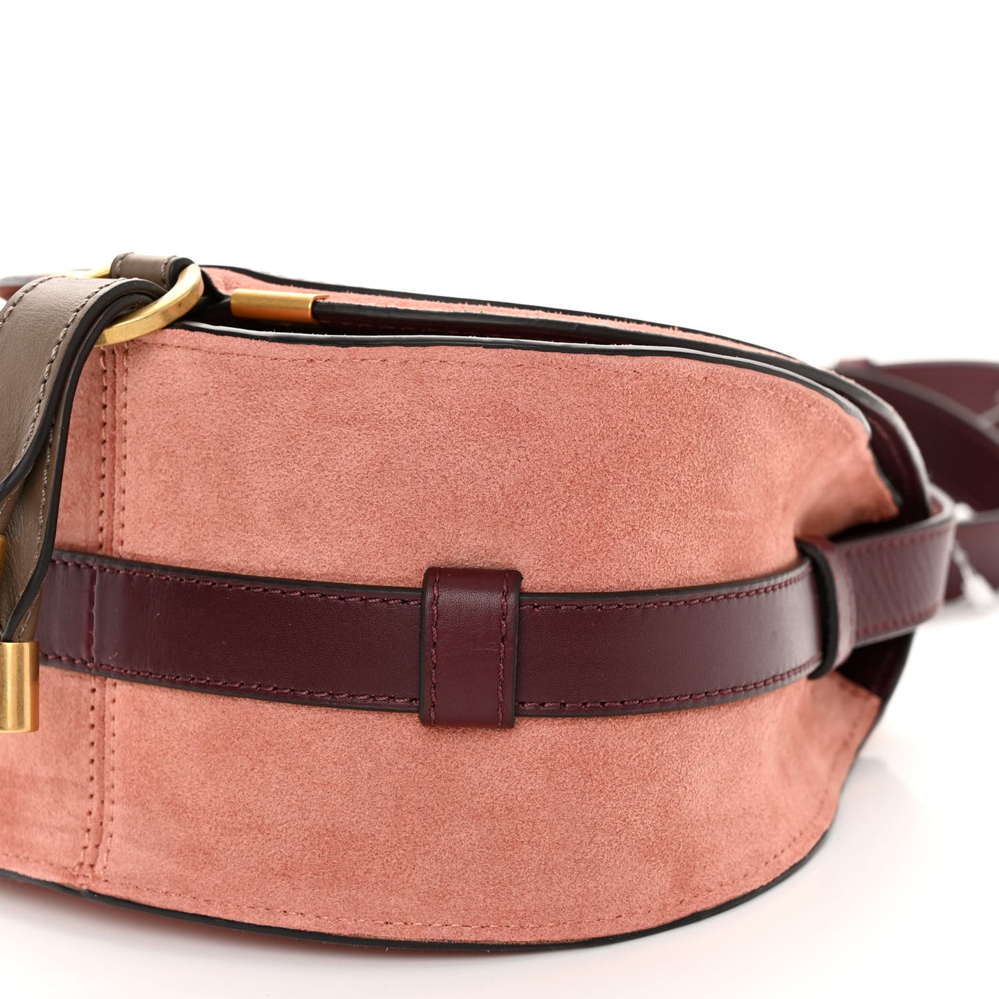 Suede Calfskin Mini Marcie Round Crossbody Bag Canyon Rose