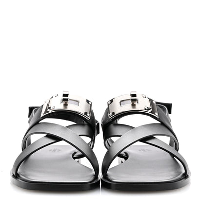 Hermes Calfskin Womens Ines Sandals 38 Black 3 of 10
