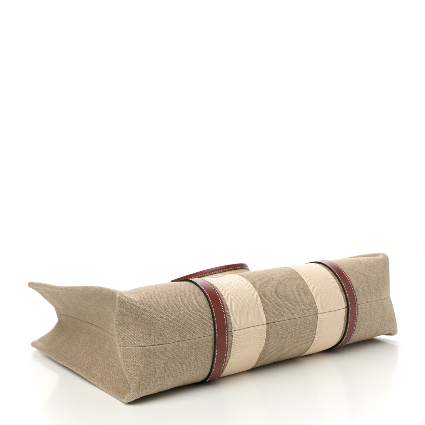 Cotton Calfskin Large Woody Ribbon Tote White Brown