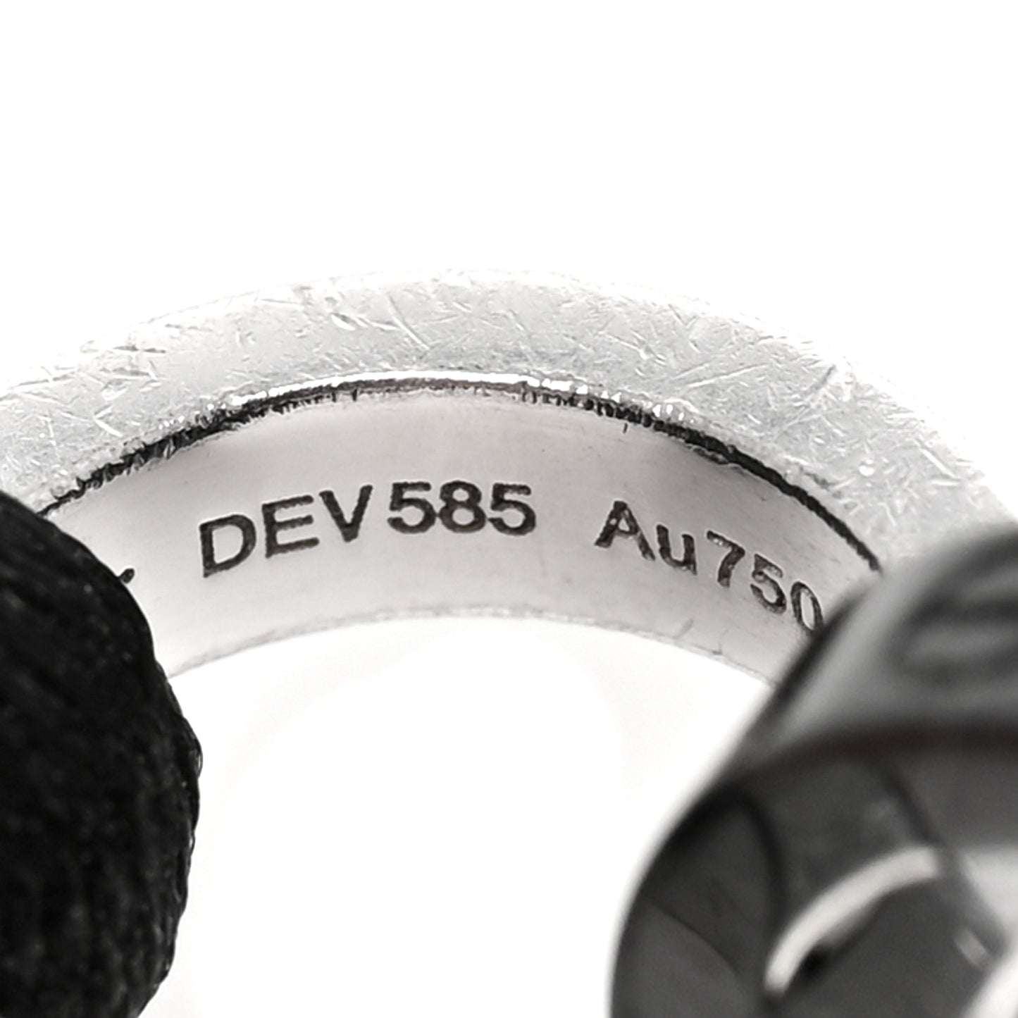 18K White Gold Ceramic 4 Diamond LOVE Cord Bracelet Black