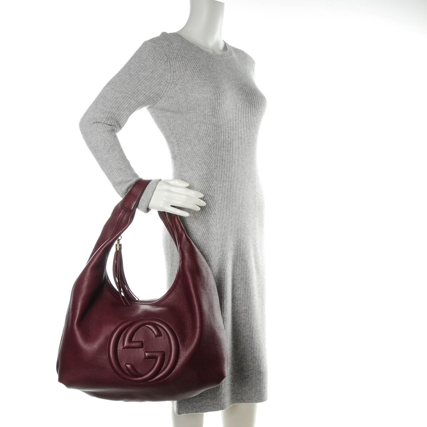 Pebbled Calfskin Soho Hobo Bordeaux