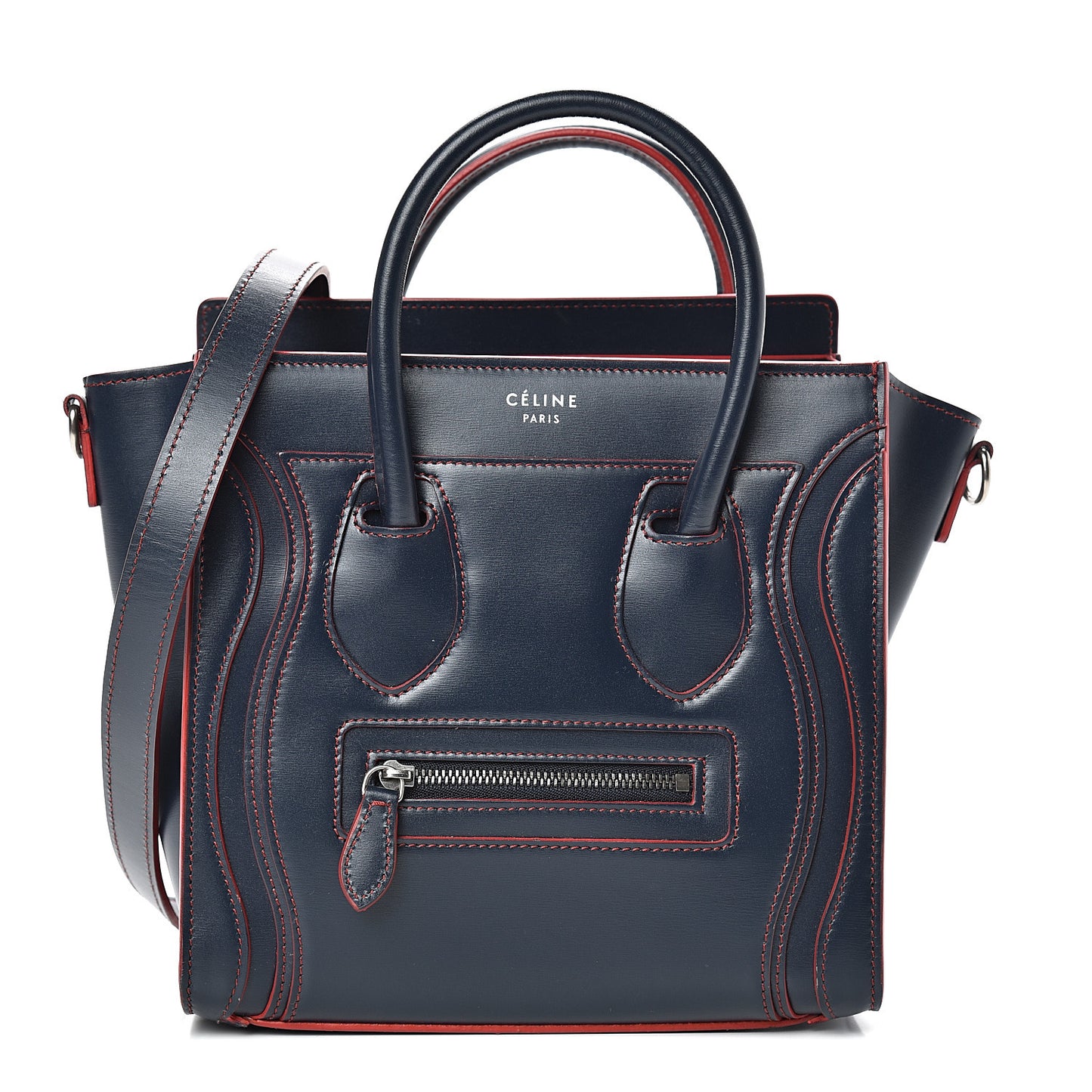 Satin Calfskin Nano Debossed Luggage Navy Blue