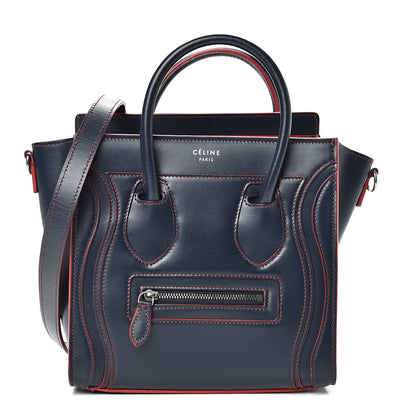 Celine Satin Calfskin Nano Debossed Luggage Navy Blue 1 of 11