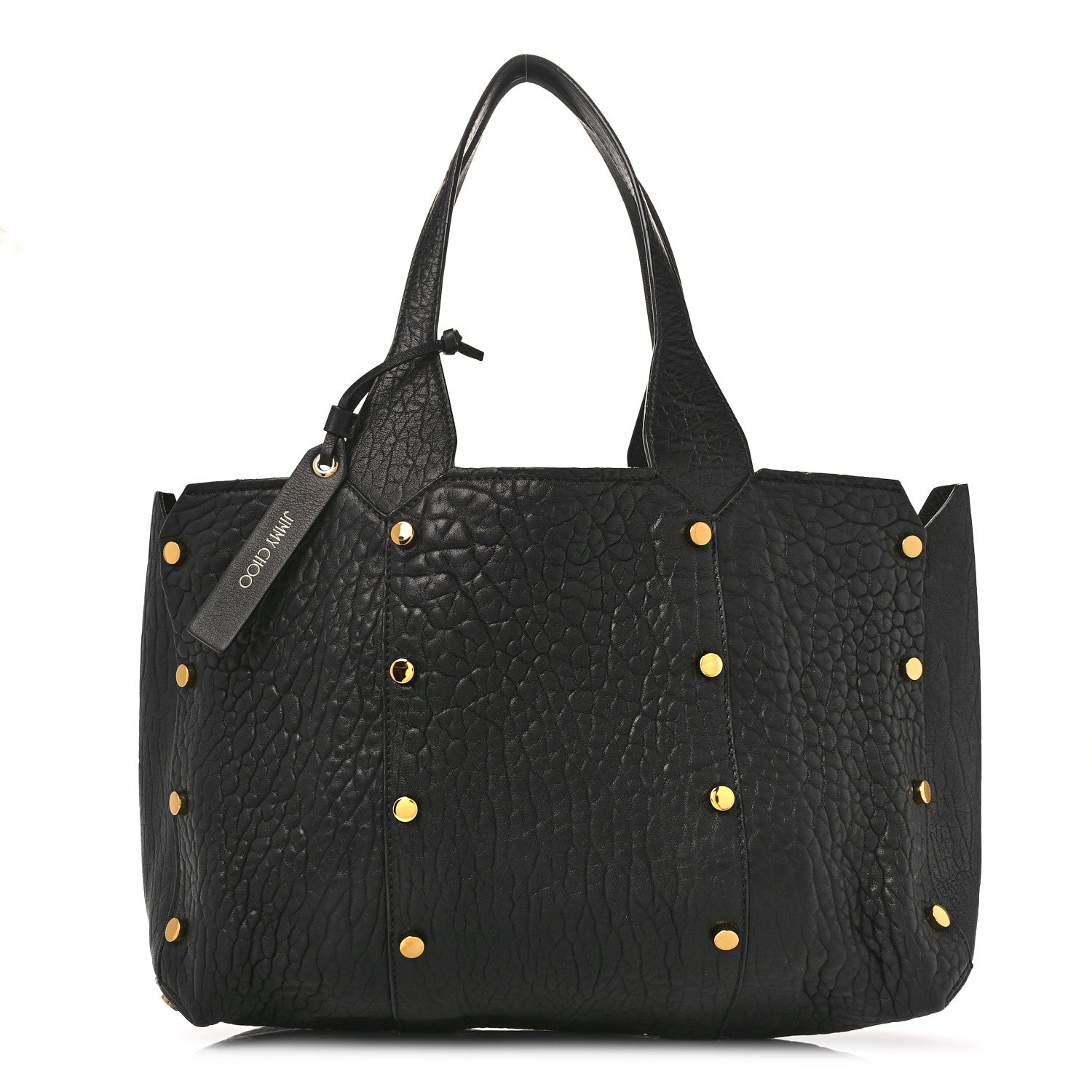 Jimmy Choo Grained Calfskin Studded Lockett Shopper Tote Black 1 of 9