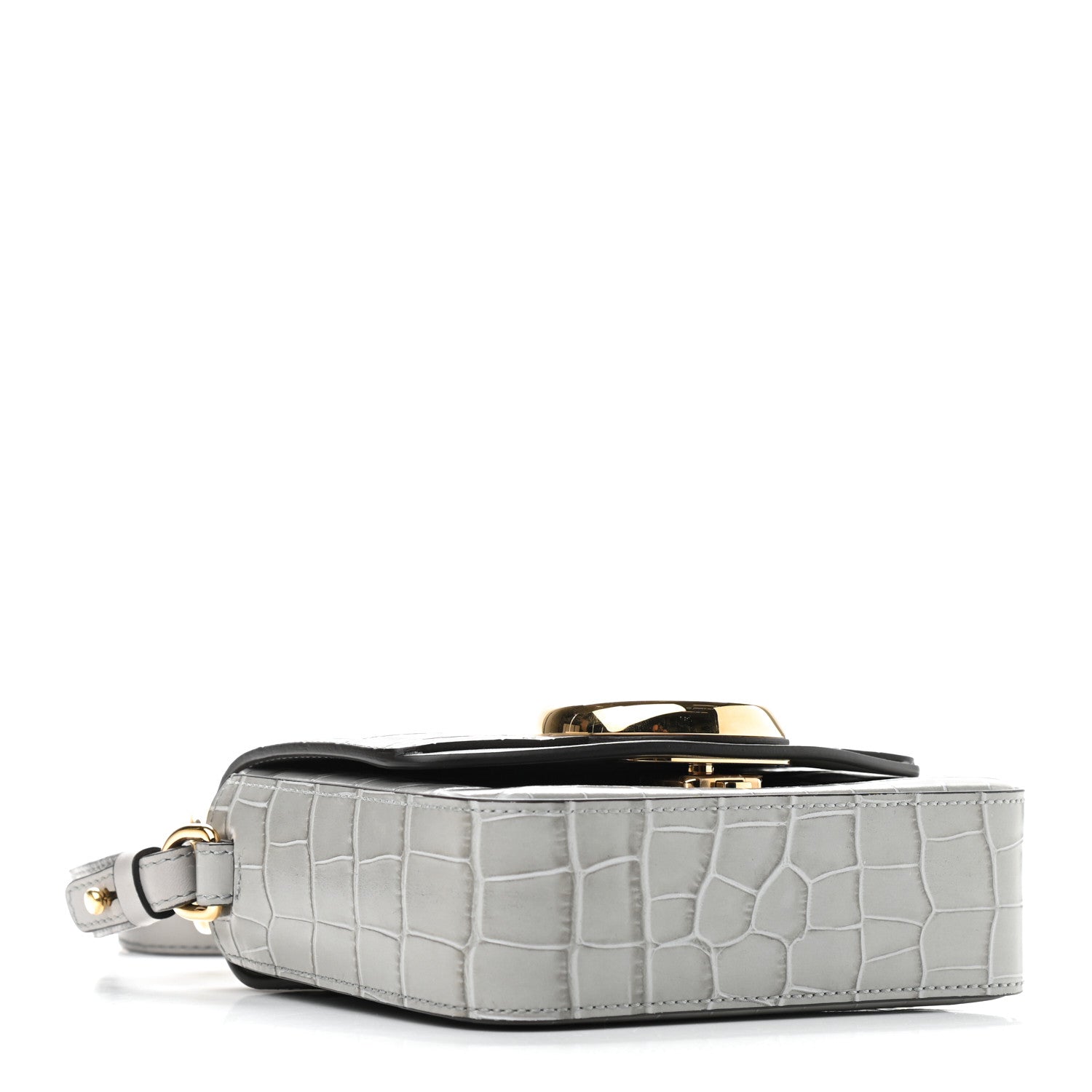 Chloe Crocodile Embossed Calfskin Mini C Double Carry Stormy Grey 4 of 10