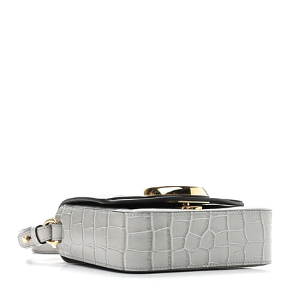 Chloe Crocodile Embossed Calfskin Mini C Double Carry Stormy Grey 4 of 10