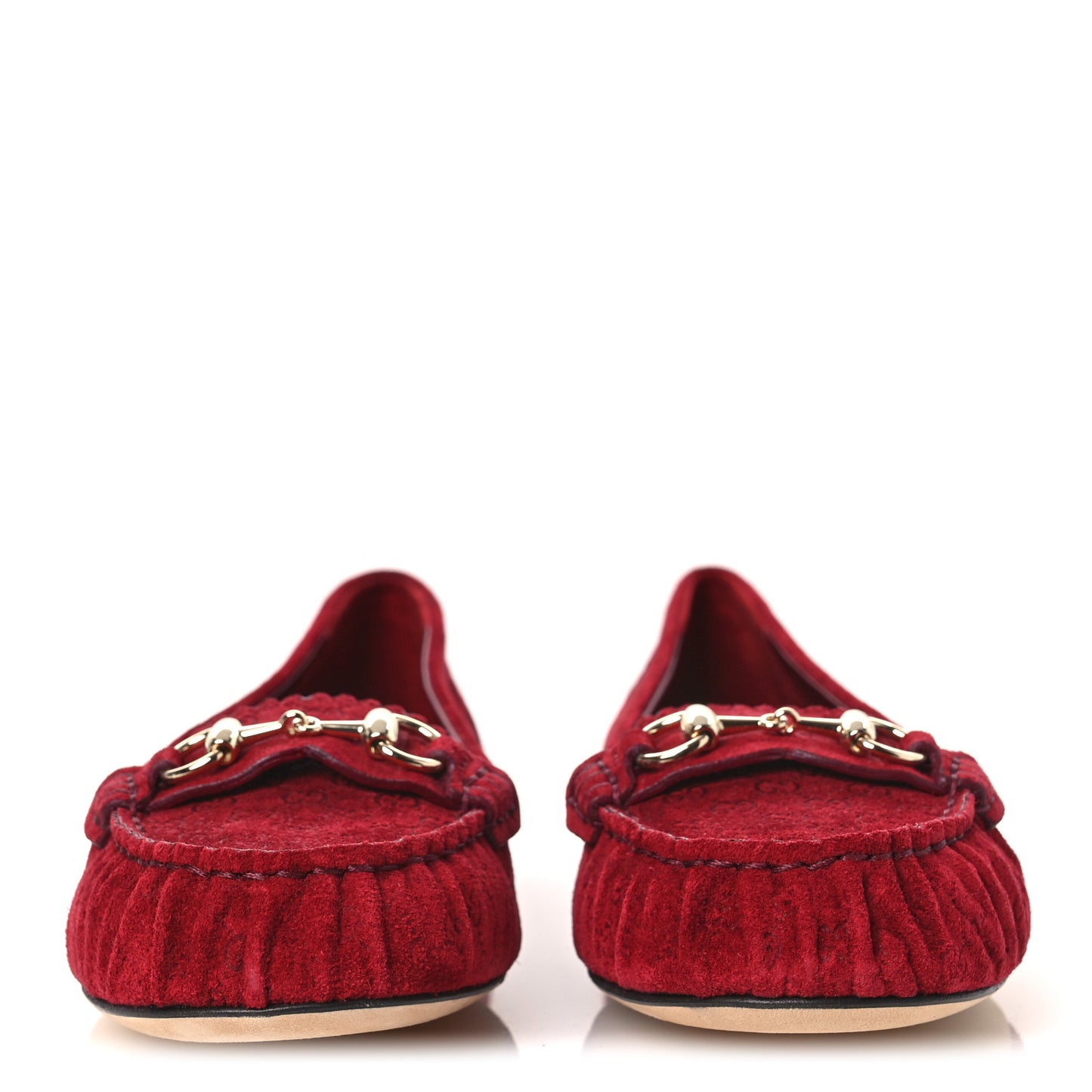Suede Micro GG Horsebit Womens Kensington Moccasin Loafers 37  Rosso Ancora