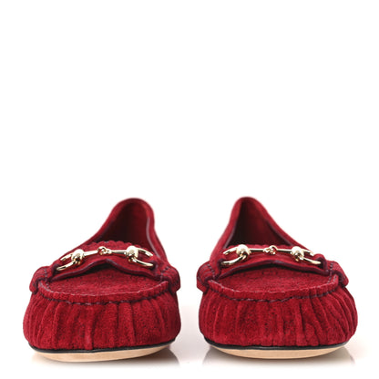 Gucci Suede Micro GG Horsebit Womens Kensington Moccasin Loafers 37  Rosso Ancora 3 of 11