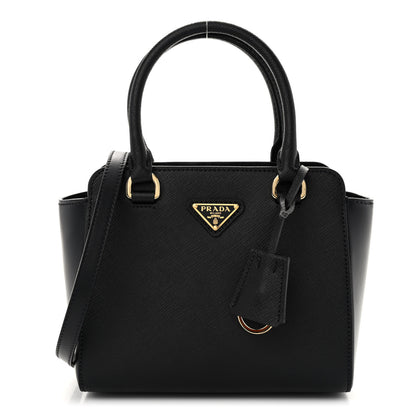 Prada Saffiano Soft Calfskin Mini Zippered Crossbody Tote Black 1 of 9