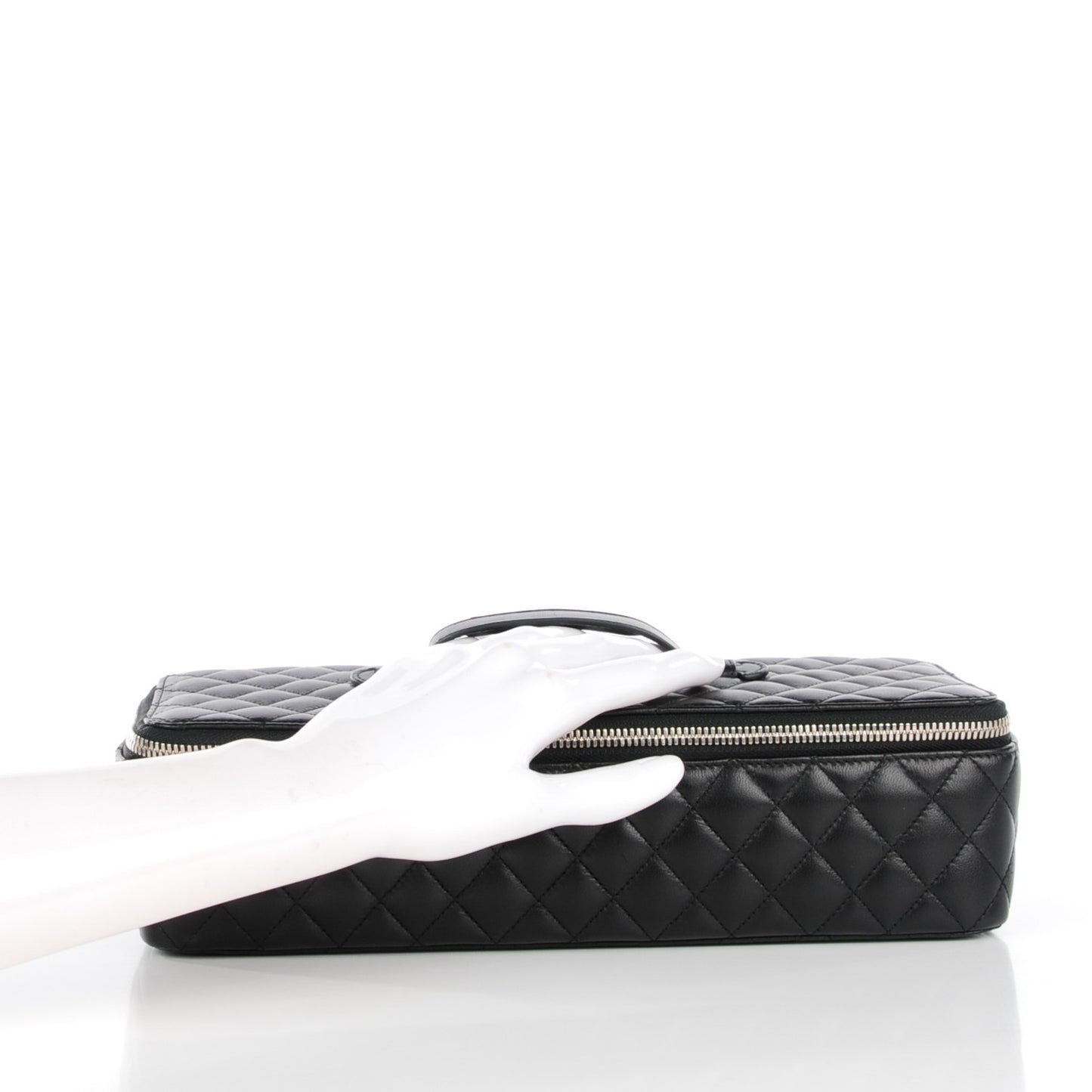 Lambskin Quilted Large Jewelry Case Black