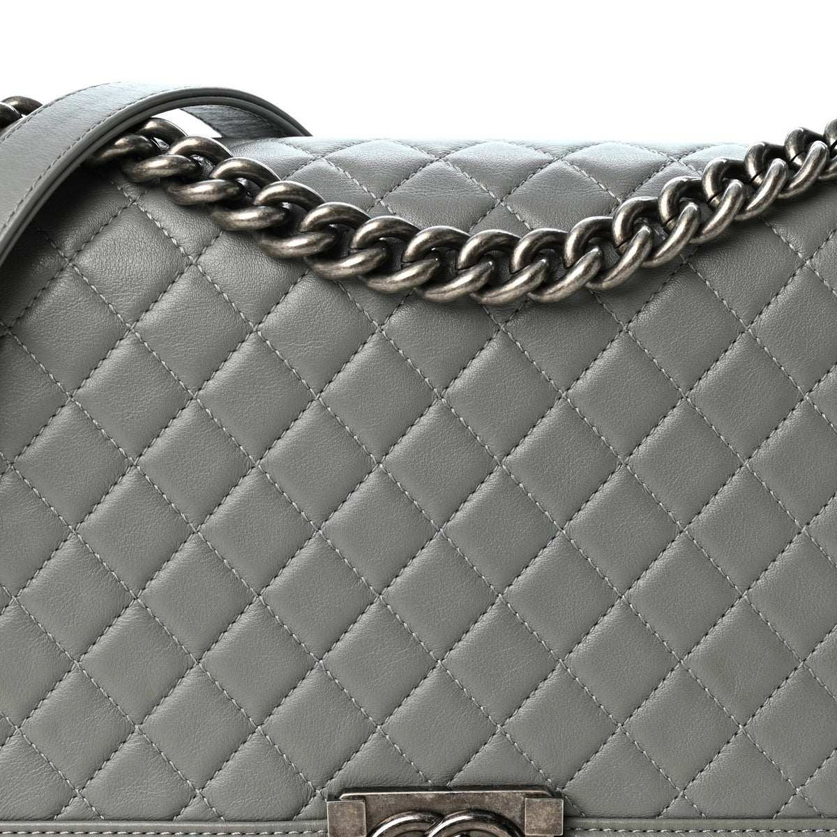 Chanel Lambskin Quilted New Medium Boy Flap Grey 8 of 10