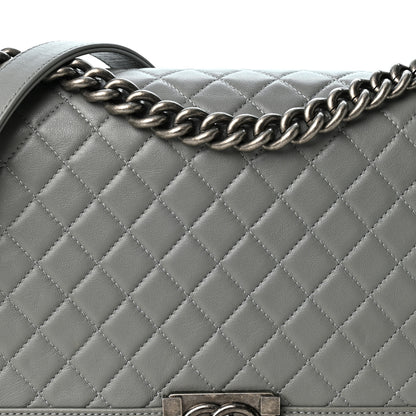 Chanel Lambskin Quilted New Medium Boy Flap Grey 8 of 10