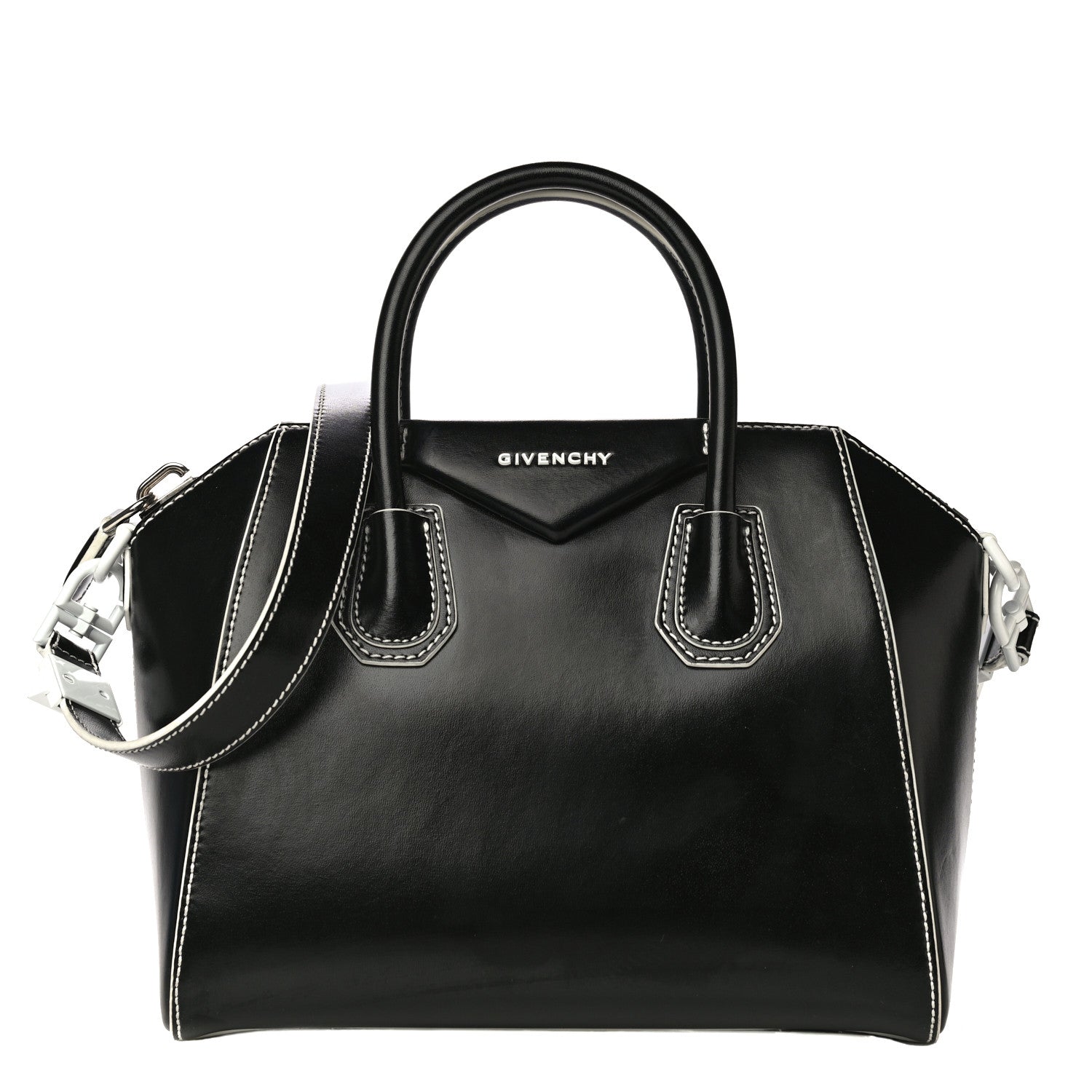 Givenchy Calfskin Contrast Topstitch Small Antigona Black White 1 of 14
